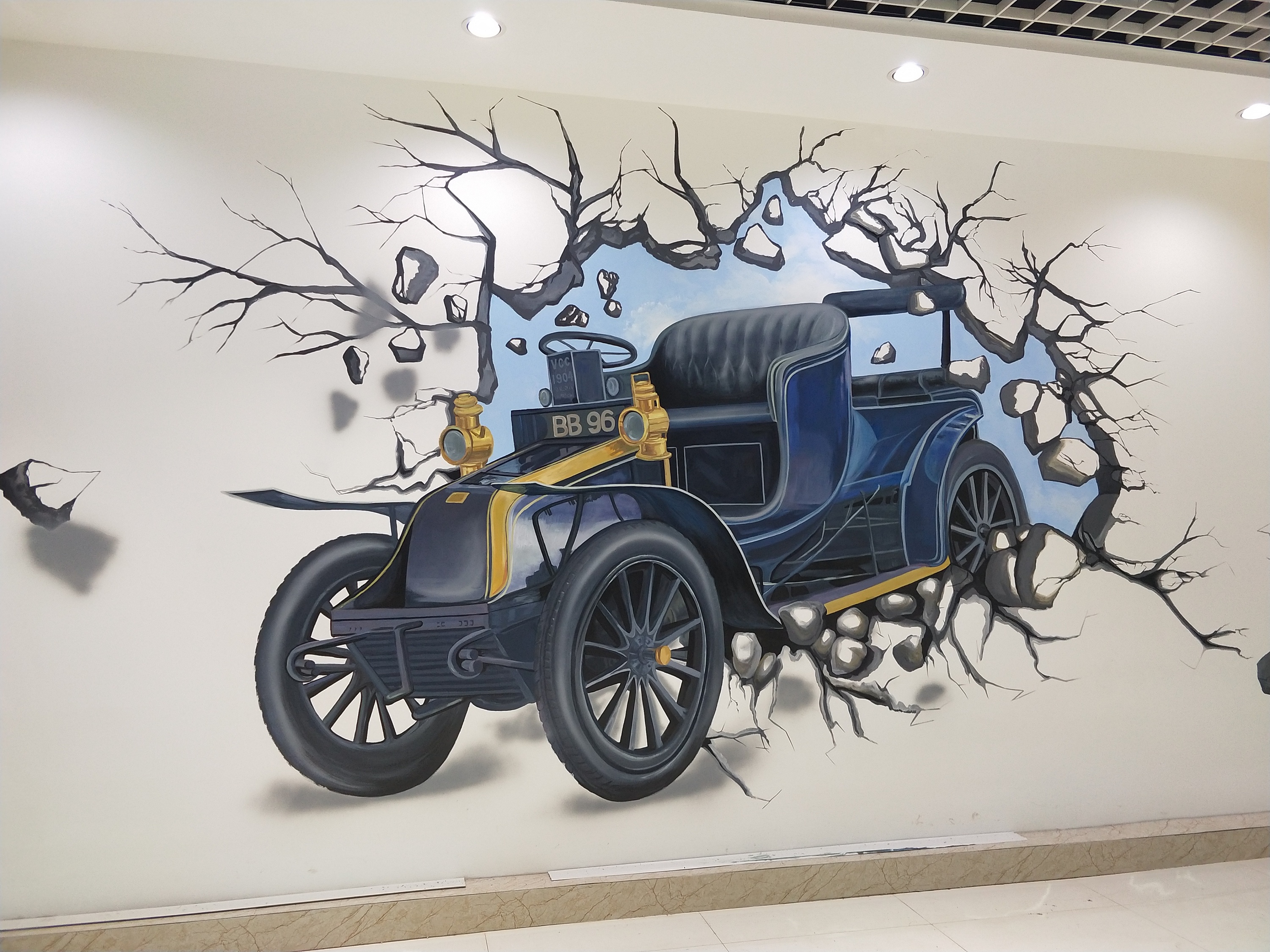 手繪3D壁畫 當(dāng)汽車藝術(shù)駛?cè)胍曈X(jué)奇境